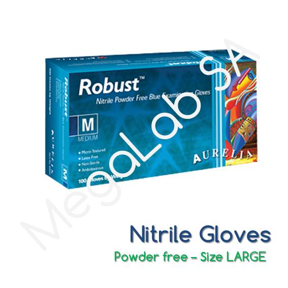 Γάντια νιτριλίου (nitrile), χωρίς πούδρα, large